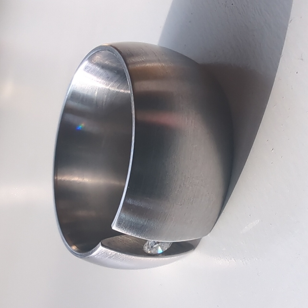 XEN Stainless Steel Tension Set Diamond Ring Size 7